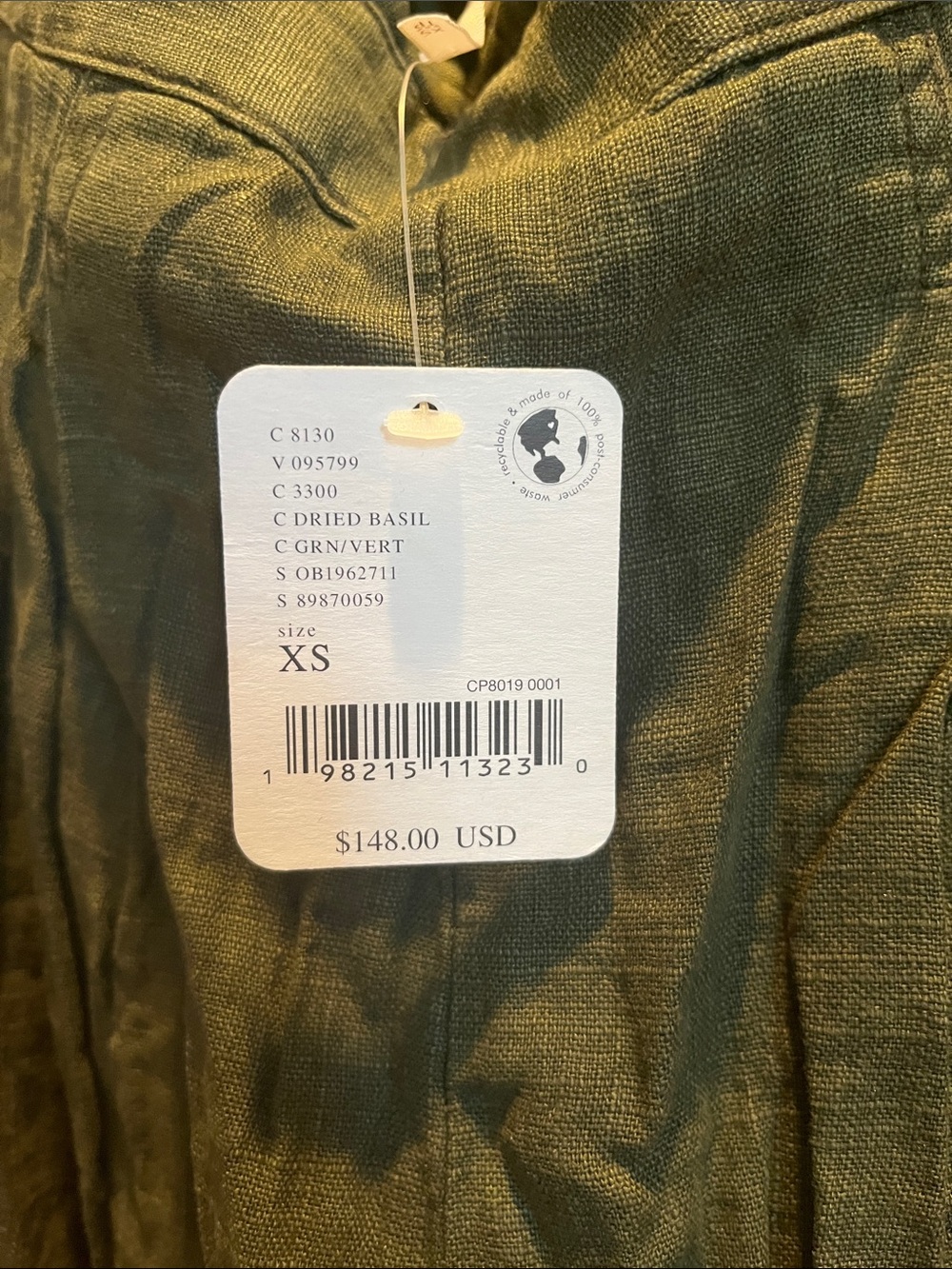 NWT Free People Olive Halter Button-Front Linen Jumpsuit XS - Picture 3 of 6